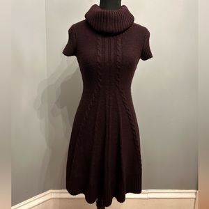 Eliza J Wine-Coloured Turtleneck Sweater Dress, size XS